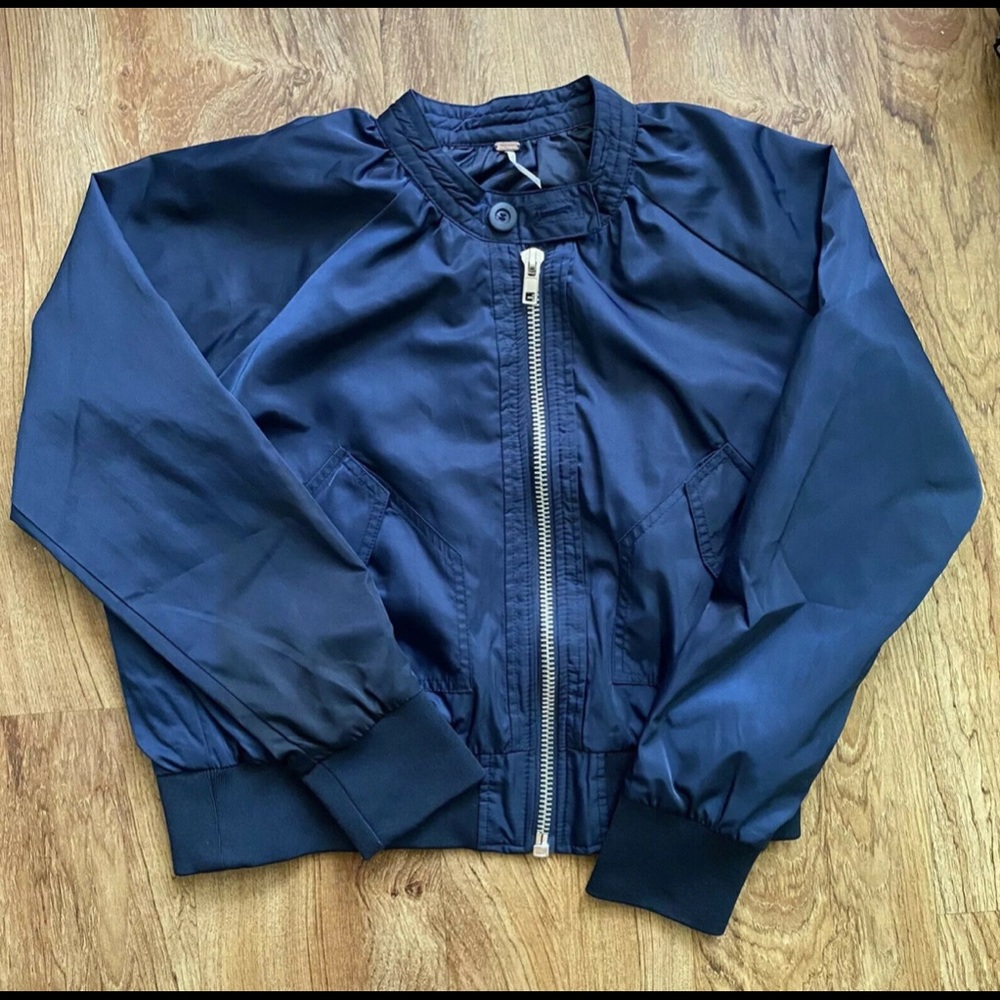 Free People Midnight Blue Bomber Jacket - Picture 3 of 7